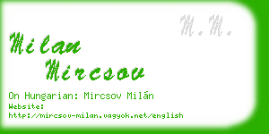 milan mircsov business card