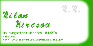milan mircsov business card